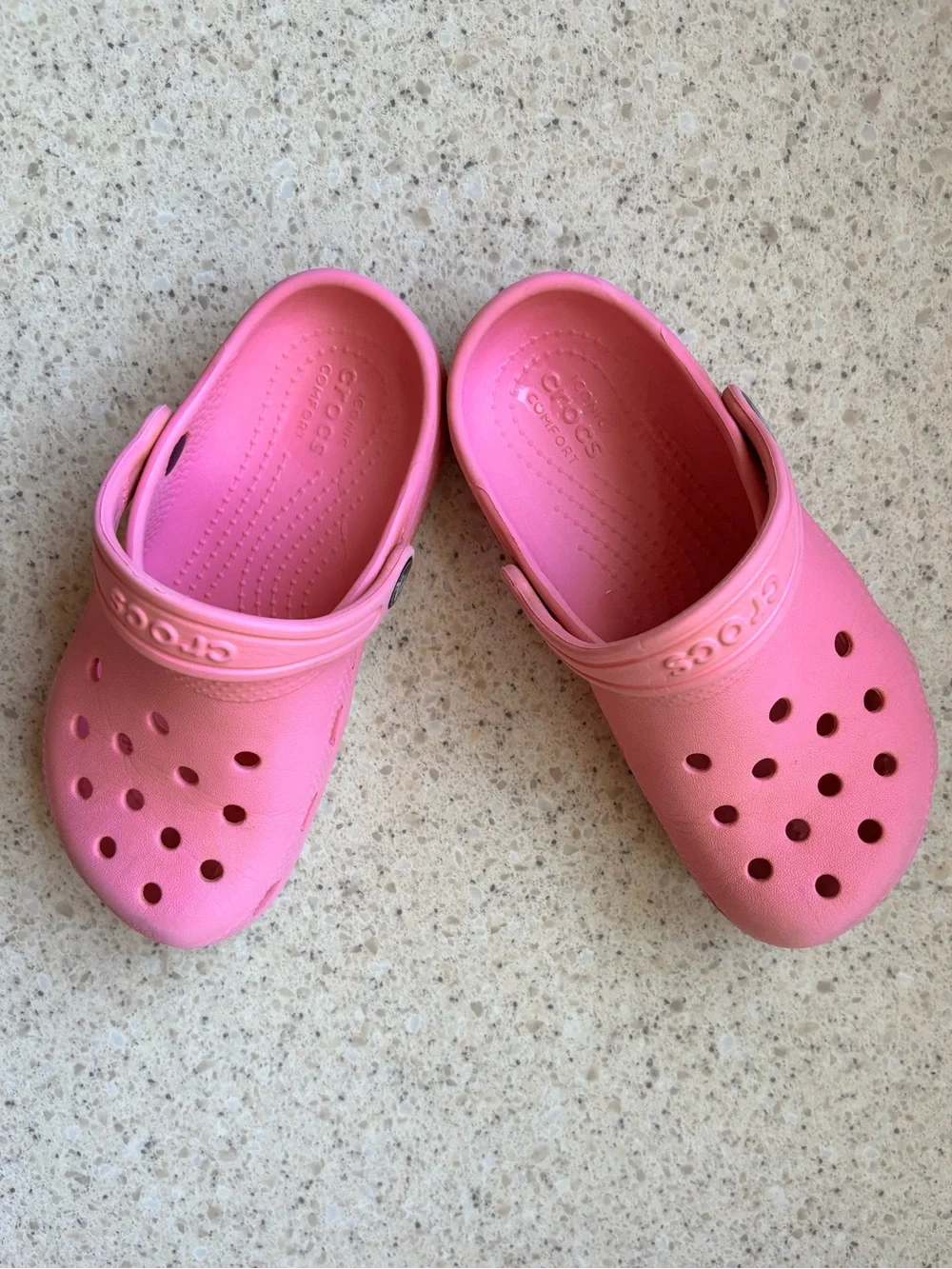 CROCS - Kids Pink Classic Croc Clogs - Slip-On Shoes w/ Heal Strap Girl Size 12